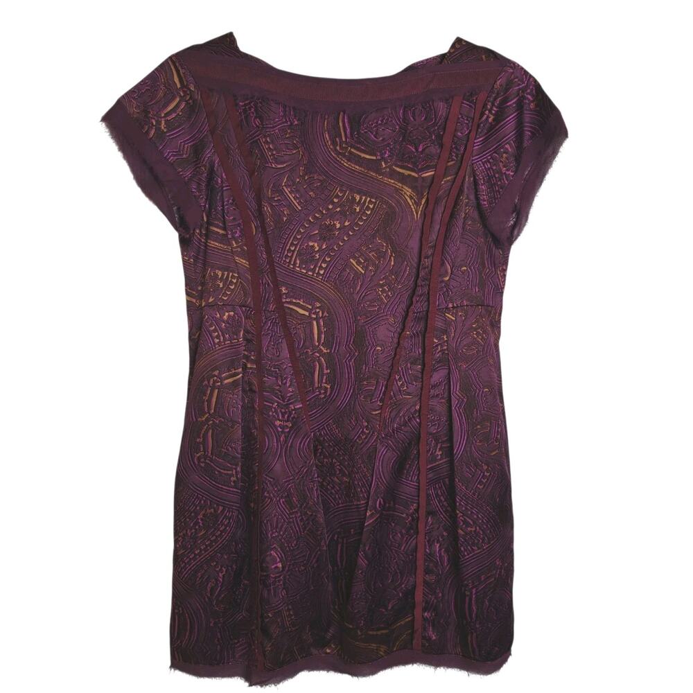 Nanette Lepore Silk Blend Dress Size 12 Purple Plum Pockets Lined Raw Edge - Picture 2 of 12